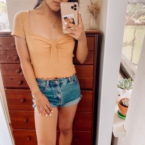 Abercrombie & Fitch Mustard Crop Top